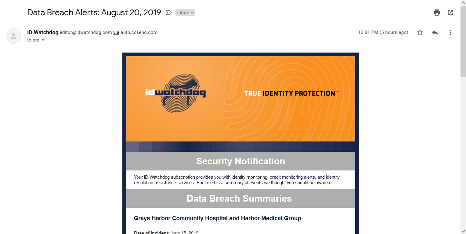 ID Watchdog - Email Alert