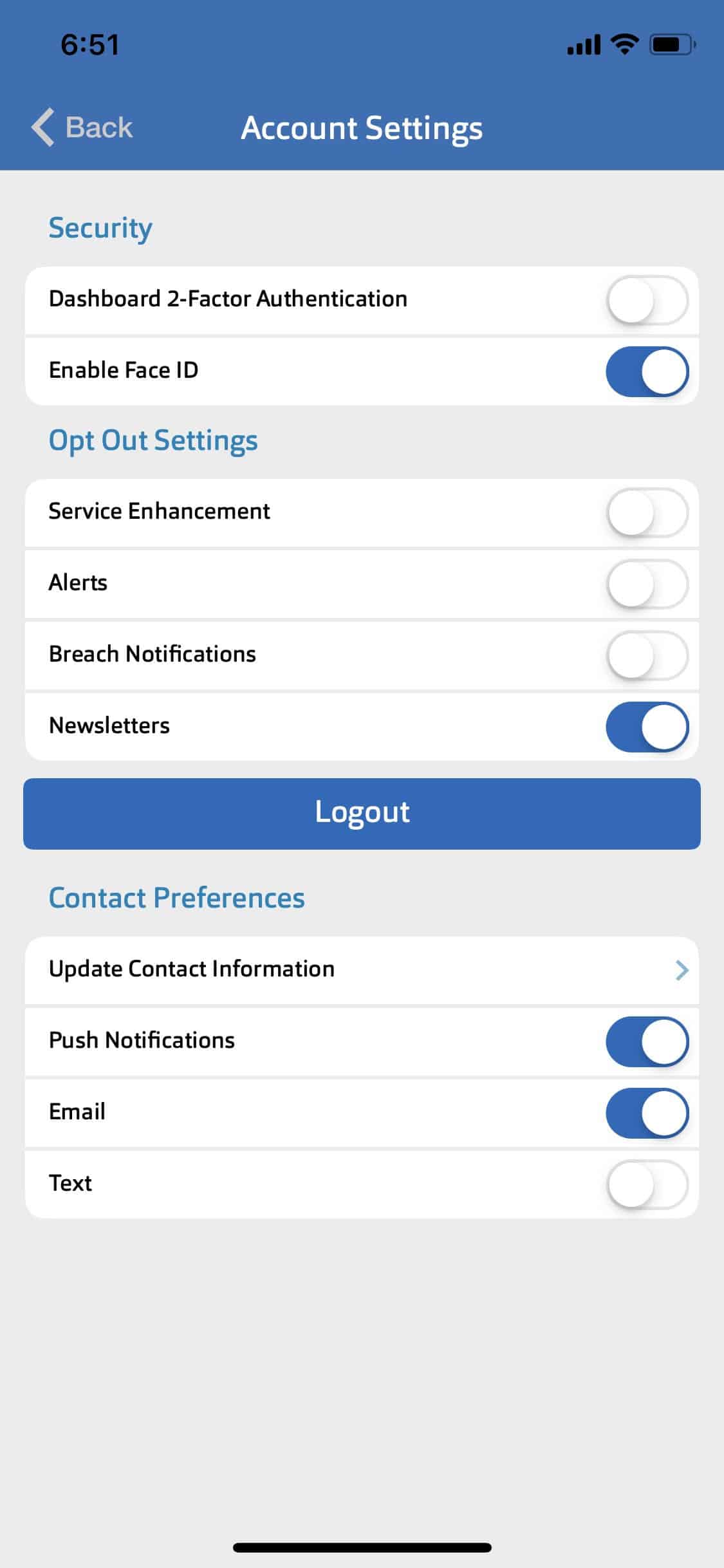 ID Watchdog - App Account Settings