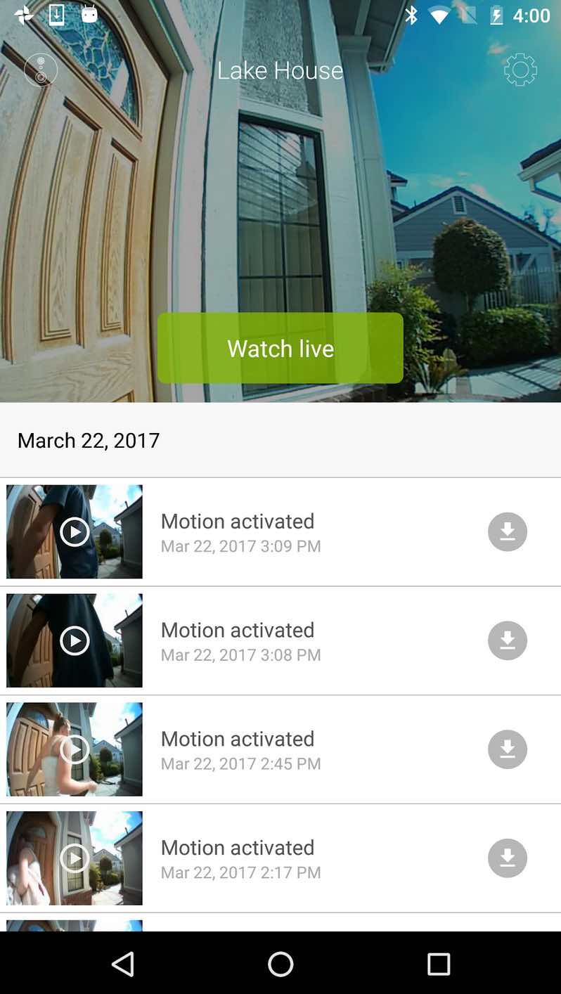 Skybell Mobile App Activity History