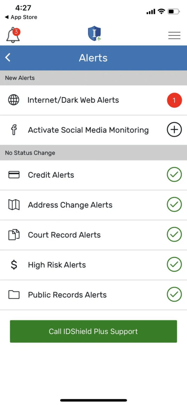 IDShield - Mobile App Alerts