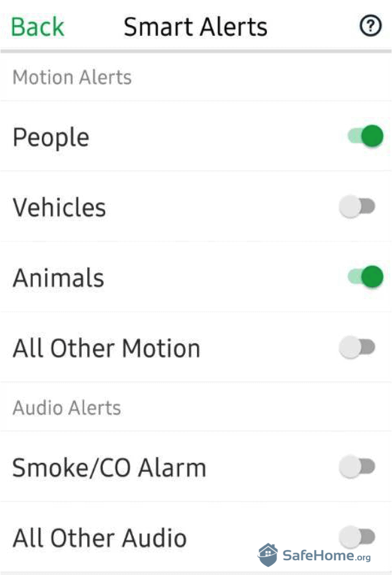 Arlo App Smart Alerts