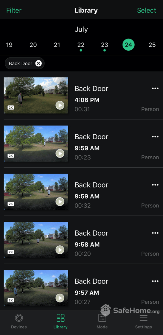 Arlo App Video Playback