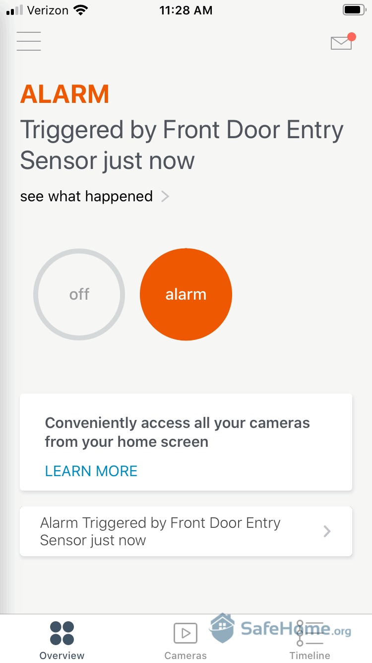 SimpliSafe Mobile App Alert