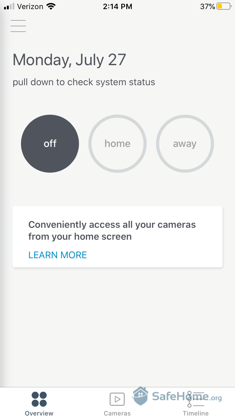 SimpliSafe App - Dashboard