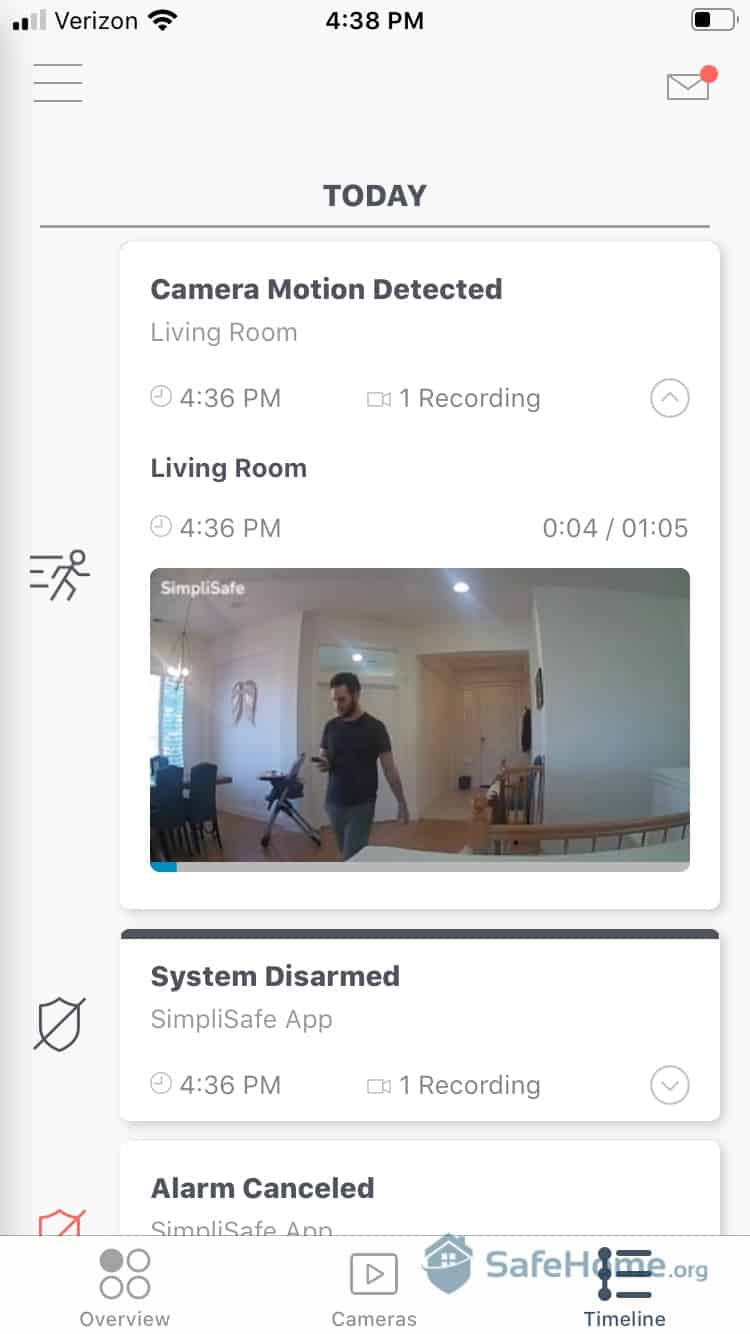 SimpliSafe App - Motion Detected