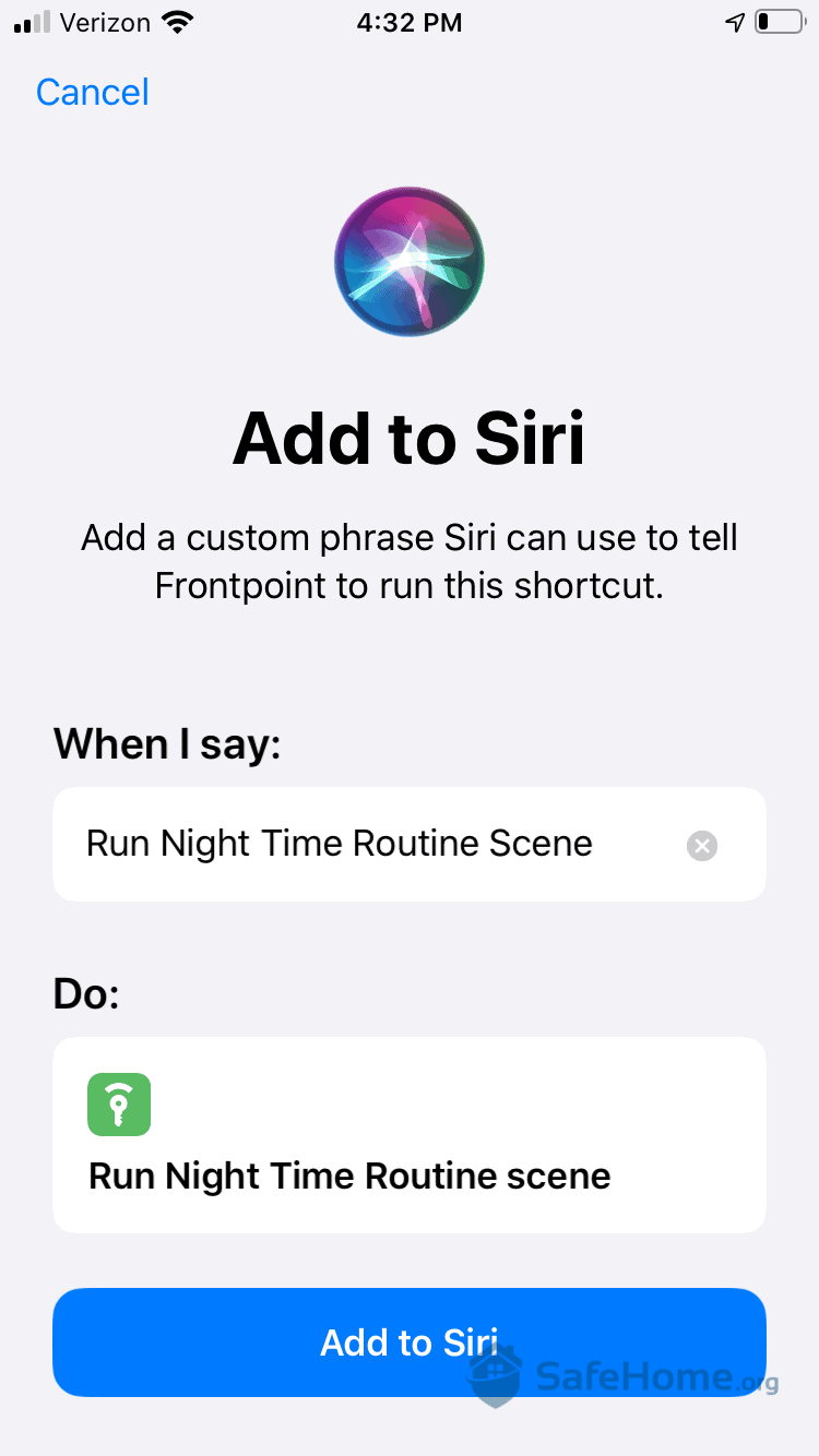 Frontpoint App - Connecting with Siri