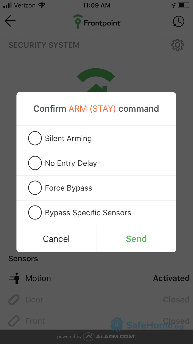 Frontpoint Arming the System