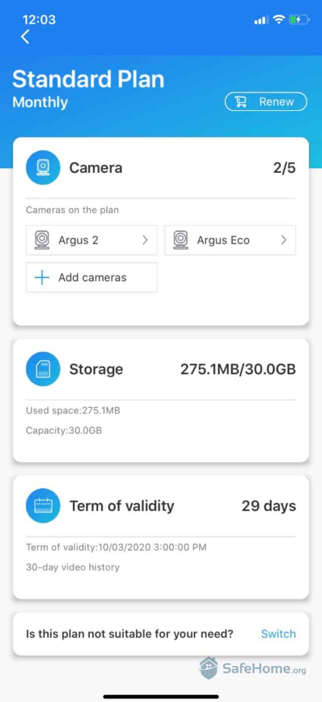 Argus Storage Plan Overview