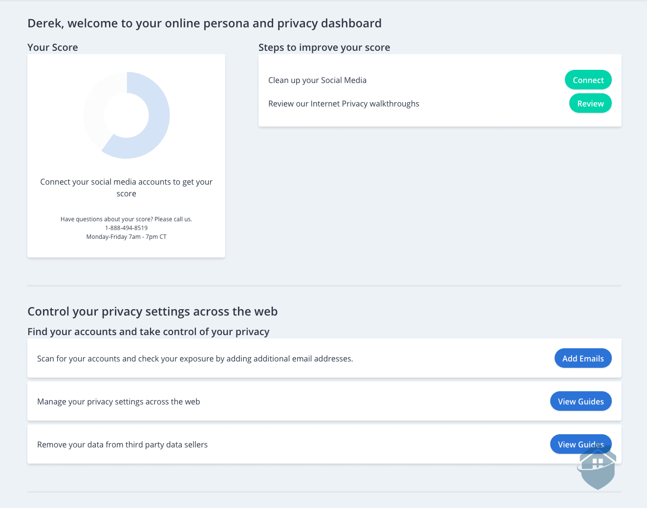 IDShield Privacy Dashboard