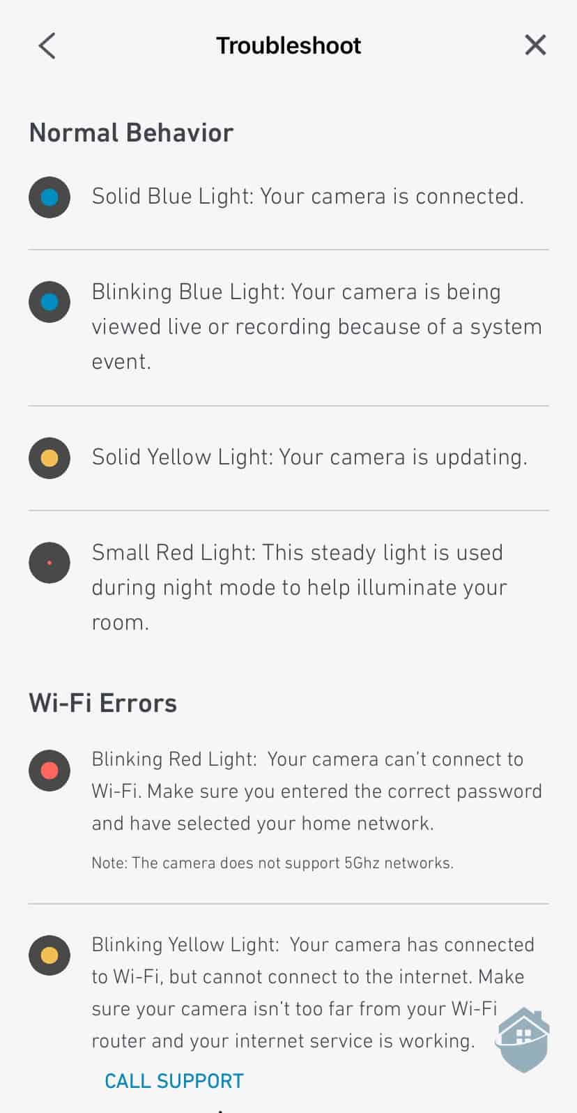 SimpliCam Light Indicators