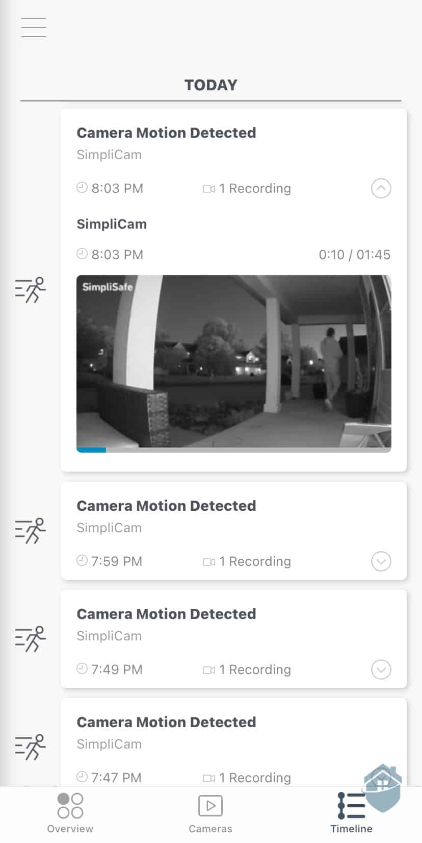 SimpliCam Video History