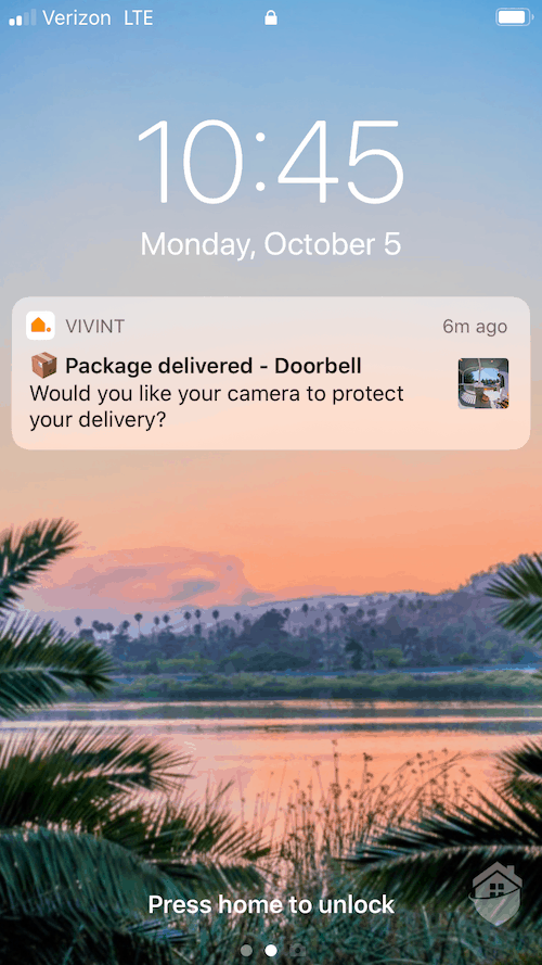 Alert from the Vivint App