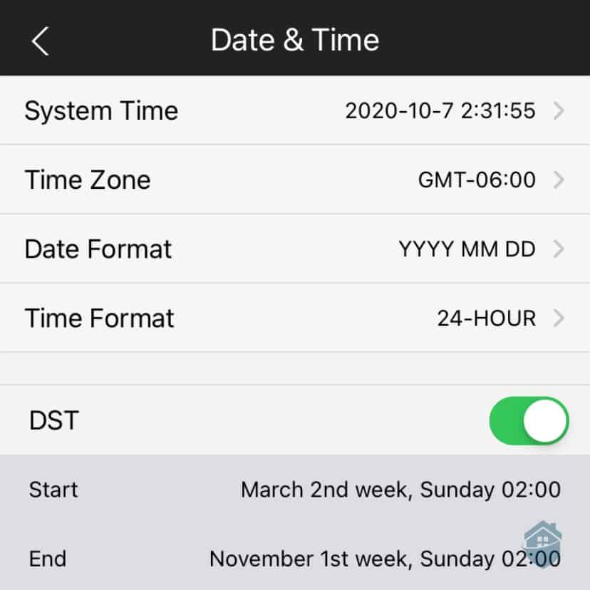 Amcrest App - Setting Date and Time