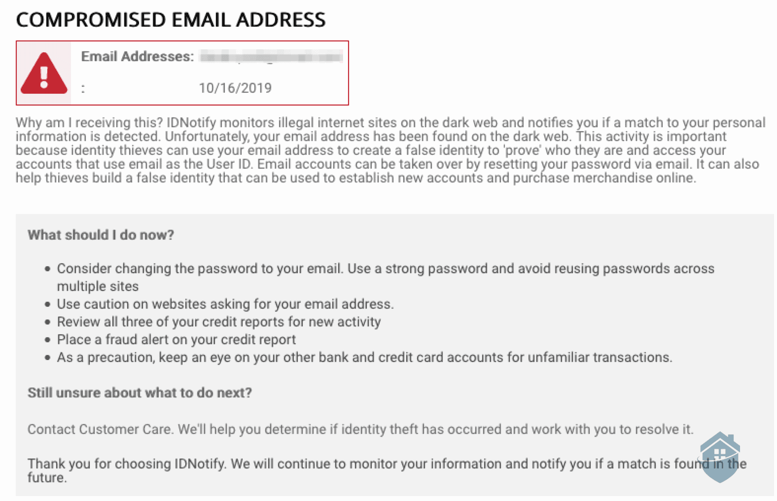 IDnotify Compromised Email