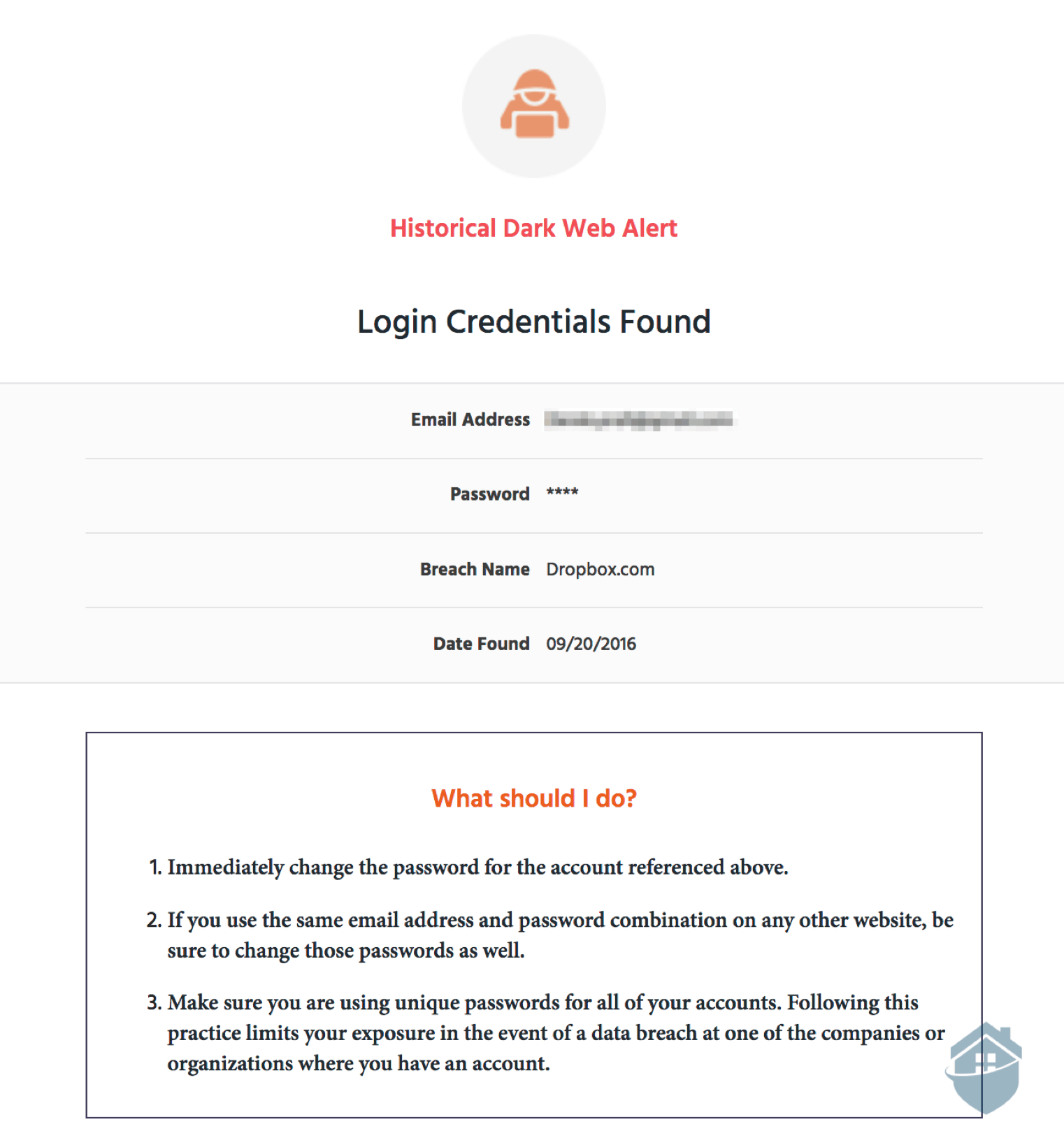 Identity Guard Dark Web Alert