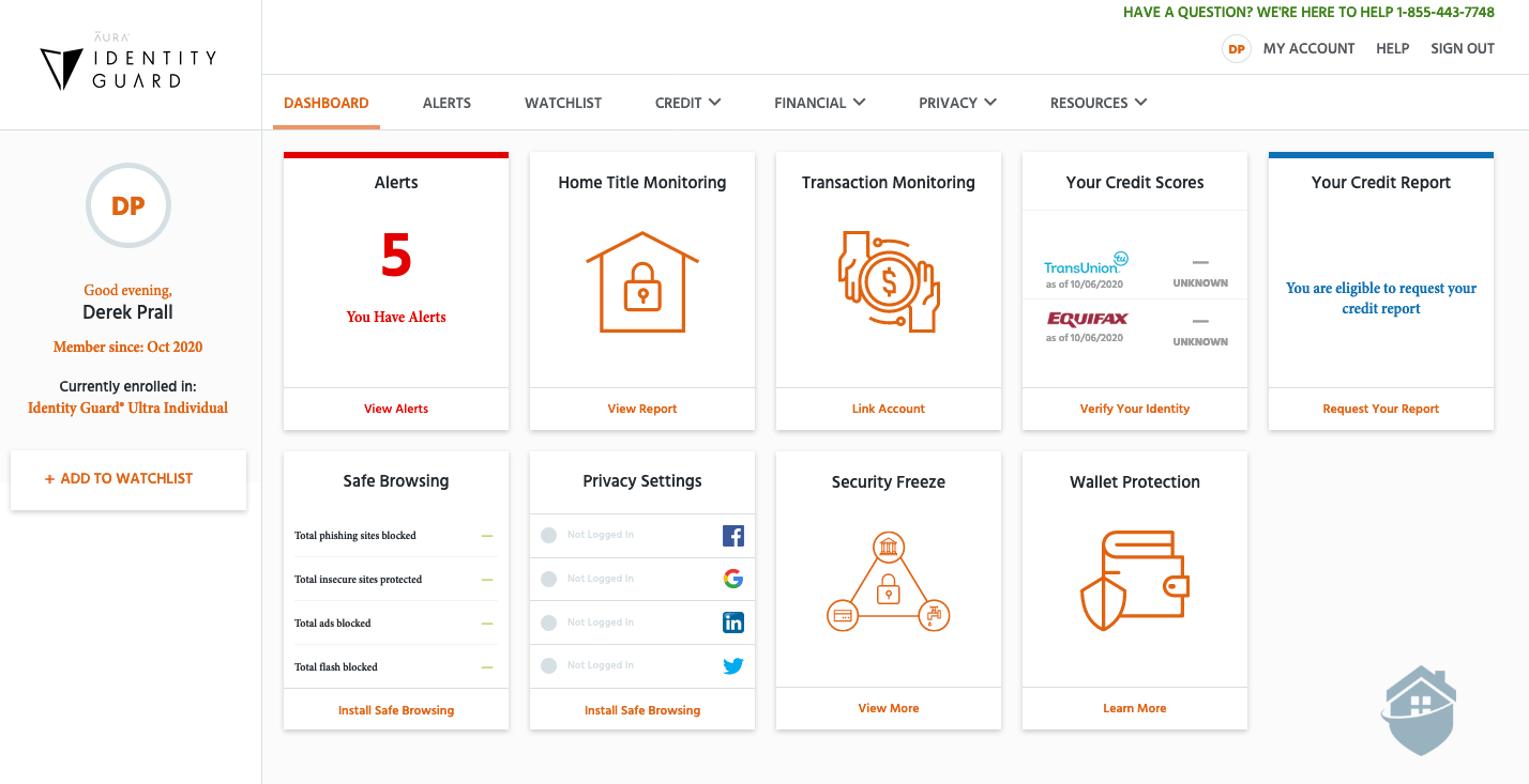 Identity Guard Dashboard