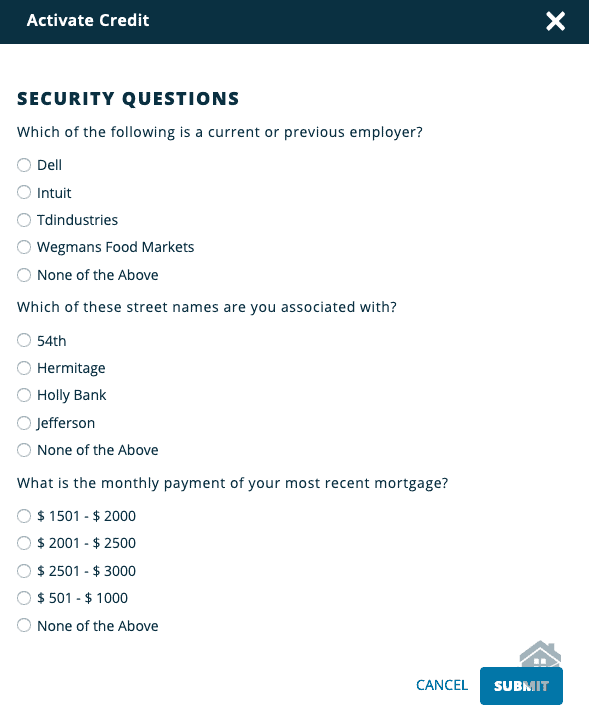 IdentityForce Security Questions