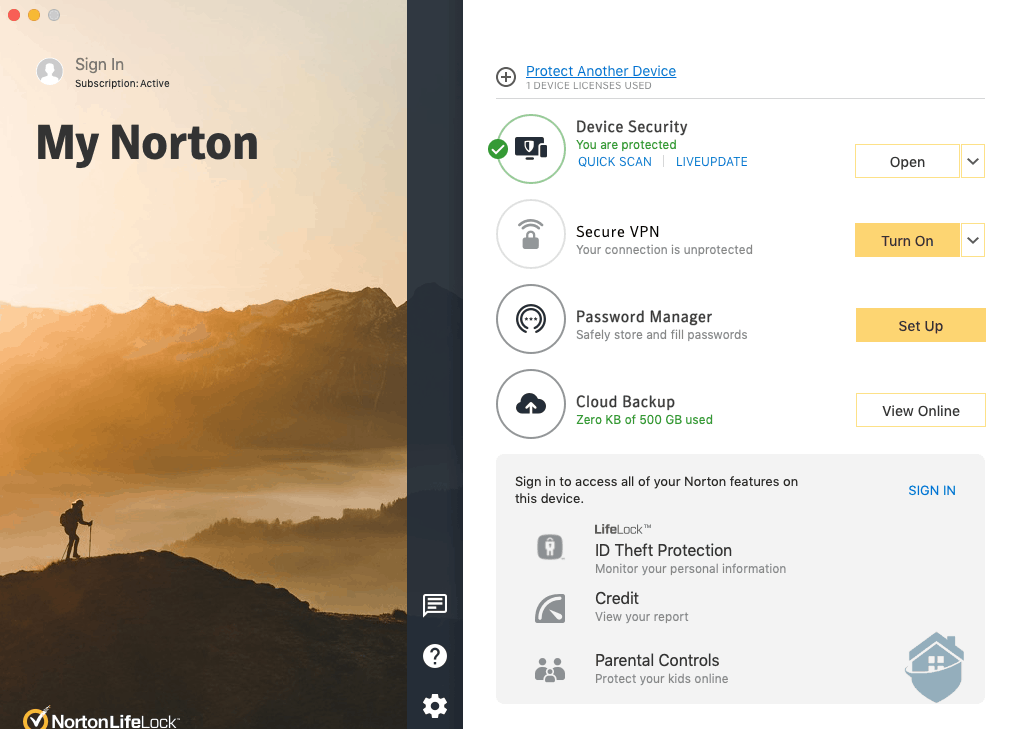 Norton LifeLock Dashboard