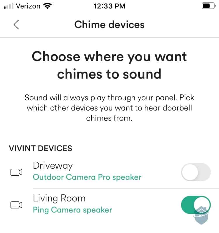 Vivint Chime Settings