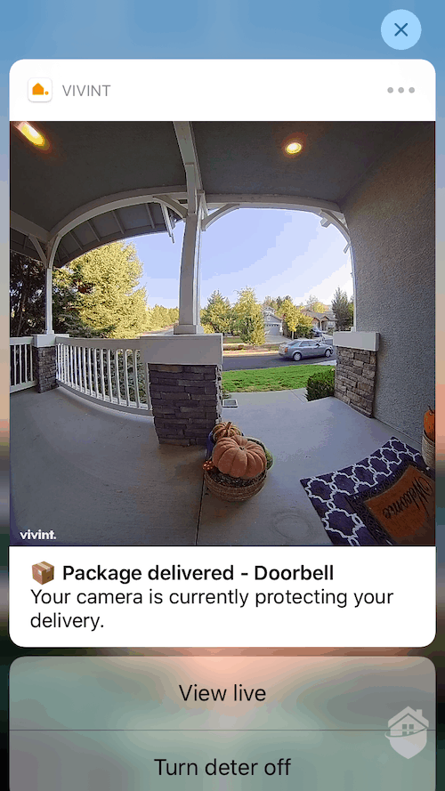 Vivint Package Delivery Notification