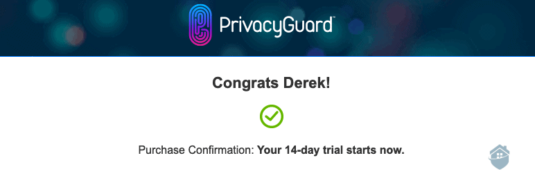 PrivacyGuard Purchase Confirmation