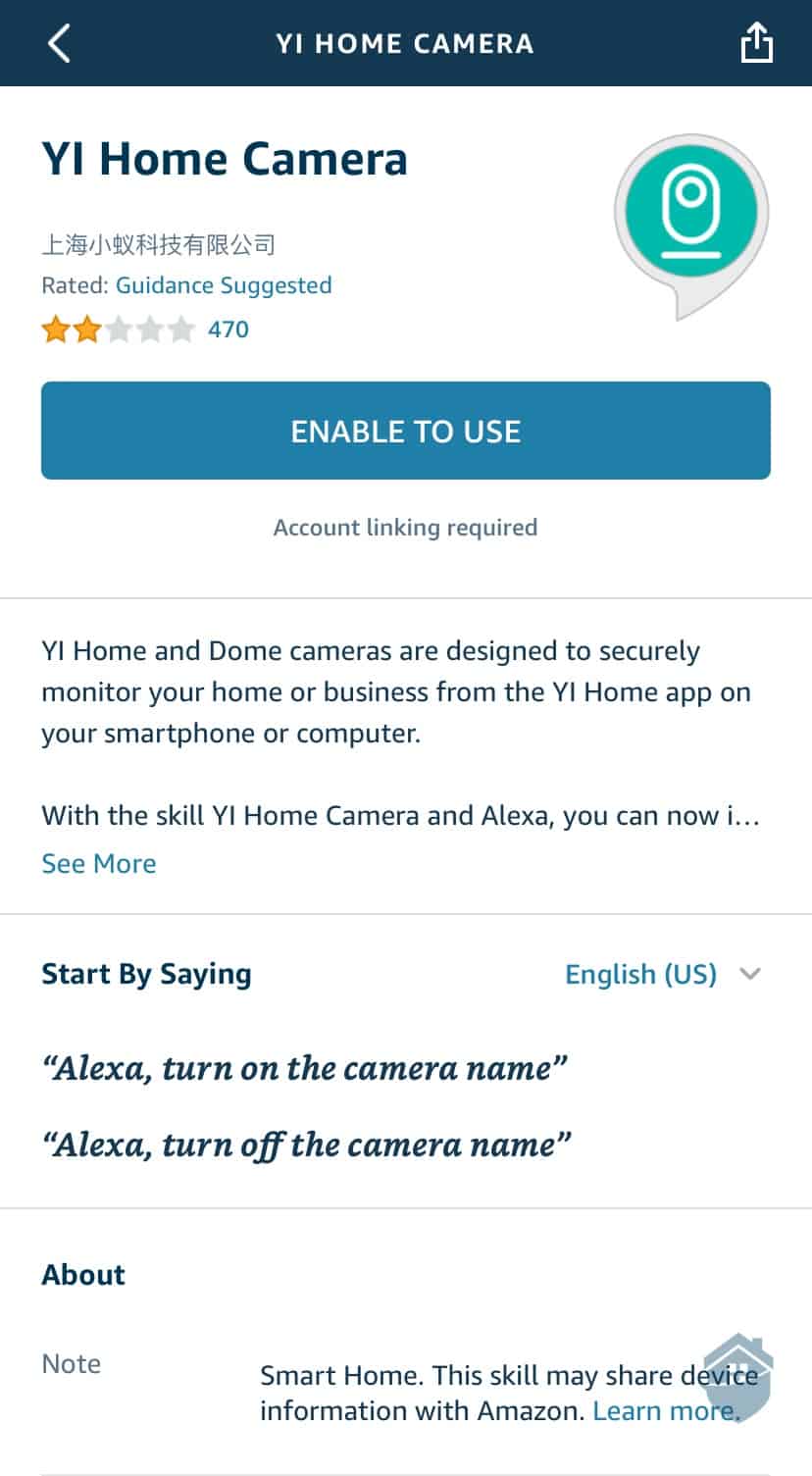 Yi home online alexa