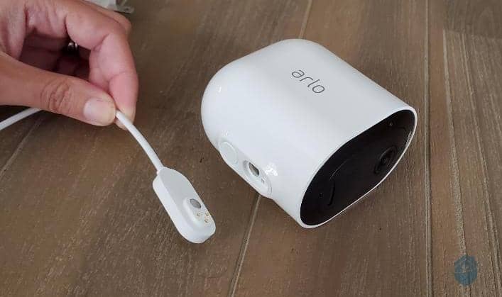 Arlo Pro 3, with magnetic charging cable