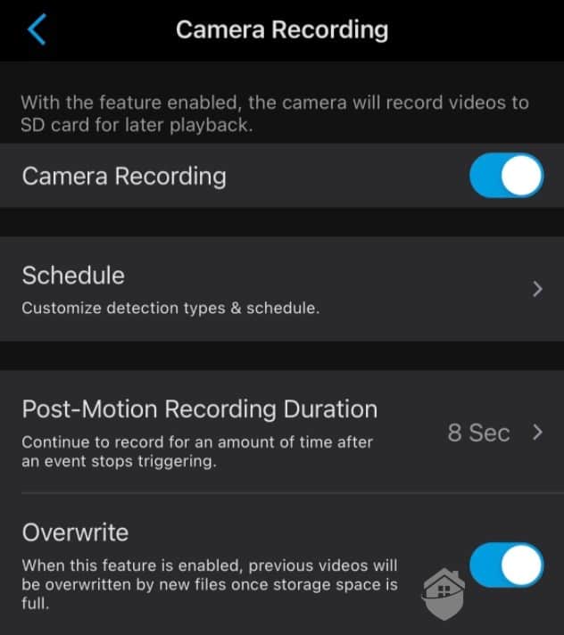 Reolink Argus 3 Pro Recording Settings