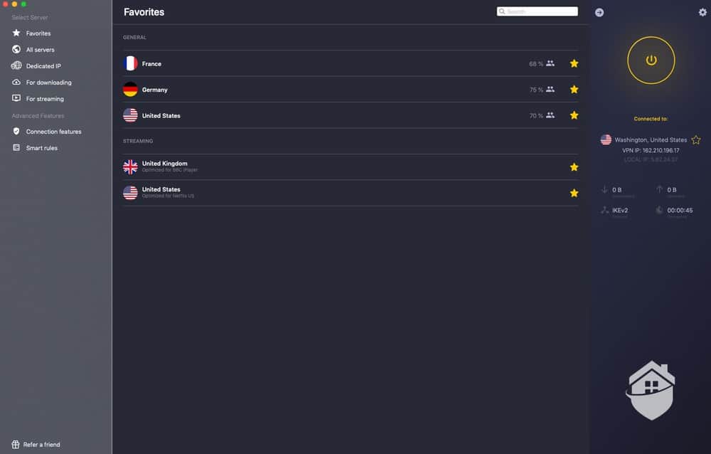 CyberGhost VPN Dashboard