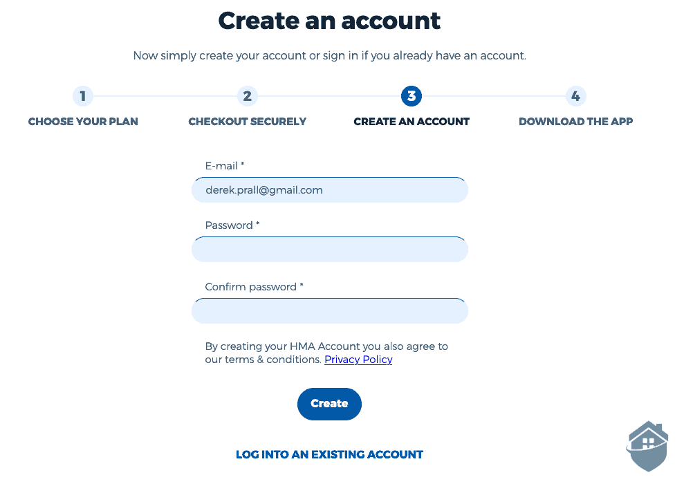 HMA create an account