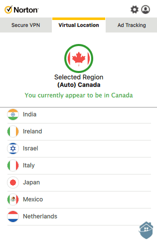 NortonVPN Selecting a Location