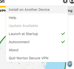 NortonVPN Settings Tab