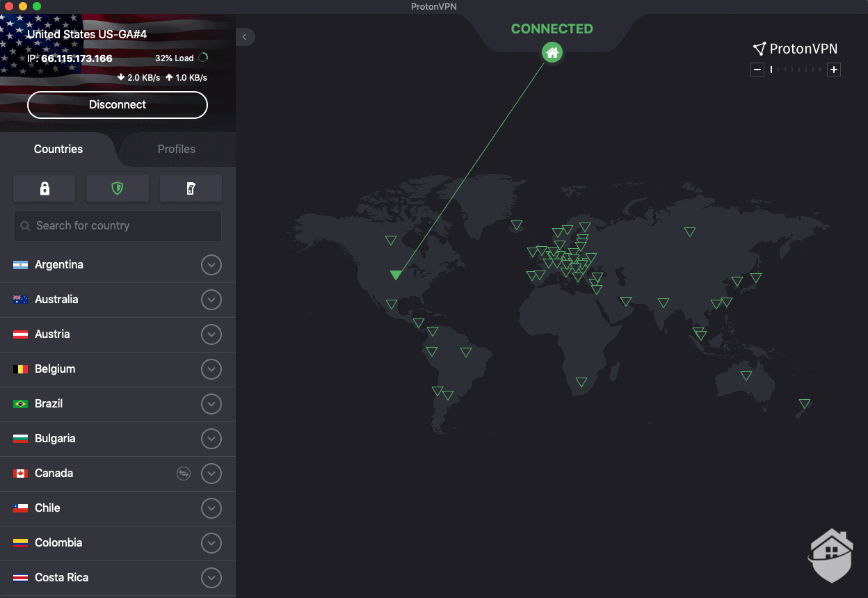 ProtonVPN Dashboard View