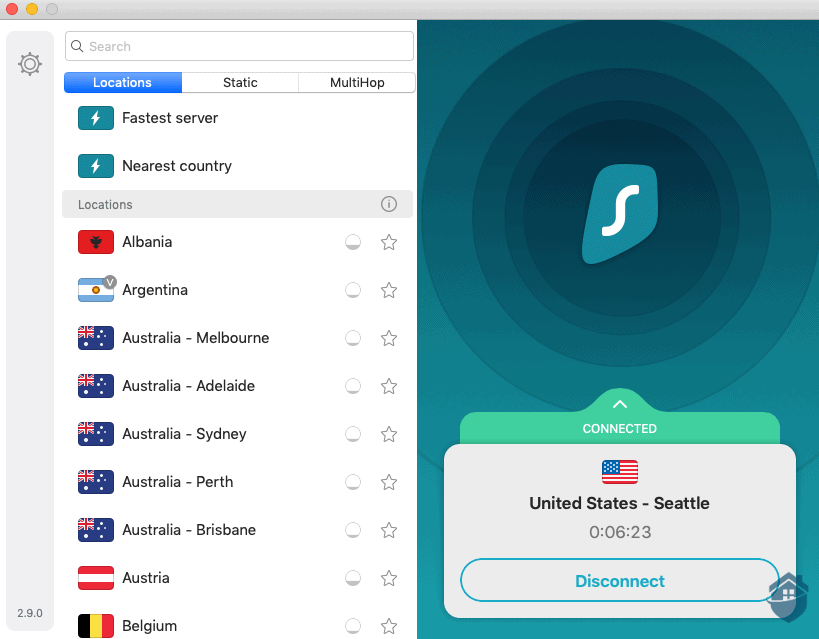 SurfShark VPN Dashboard