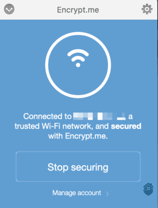 Encrypt.me's dashboard.
