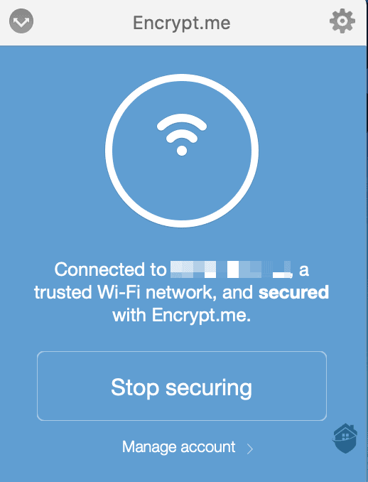 Encrypt.me's dashboard.