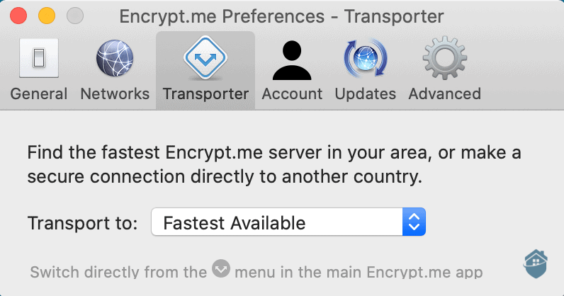 Encrypt.me's settings.