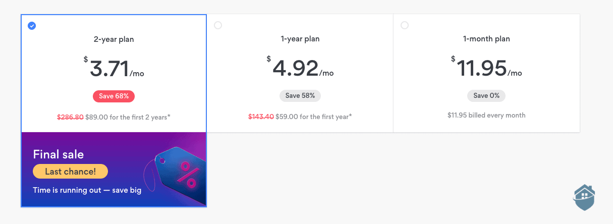 Enjoy two years of NordVPN for only $3.71 per month. After that you pay $119 per year