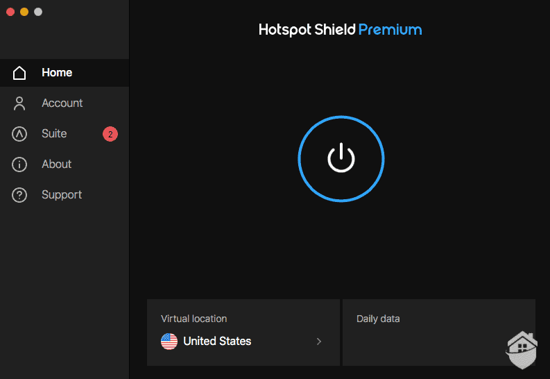 Hotspot Shield’s dashboard view when you’re not connected