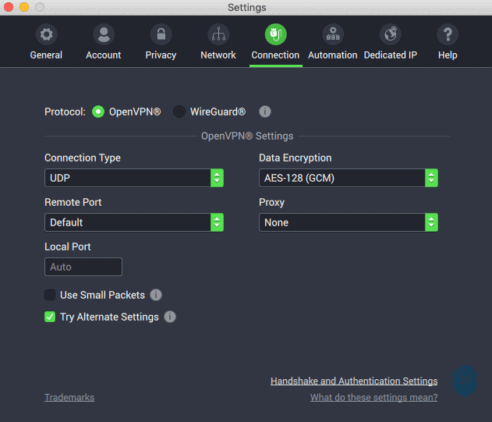 Private Internet Access advanced connection configurations