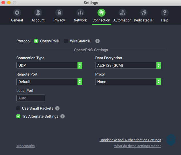 Private Internet Access advanced connection configurations