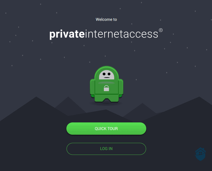 Private Internet Access welcome screen