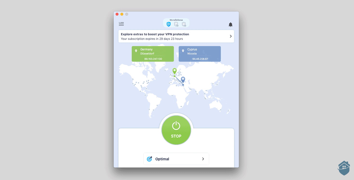 You’ll never lose KeepSolid VPN’s huge, green connection button