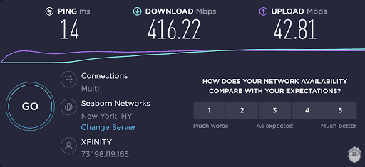 My base connection speed test