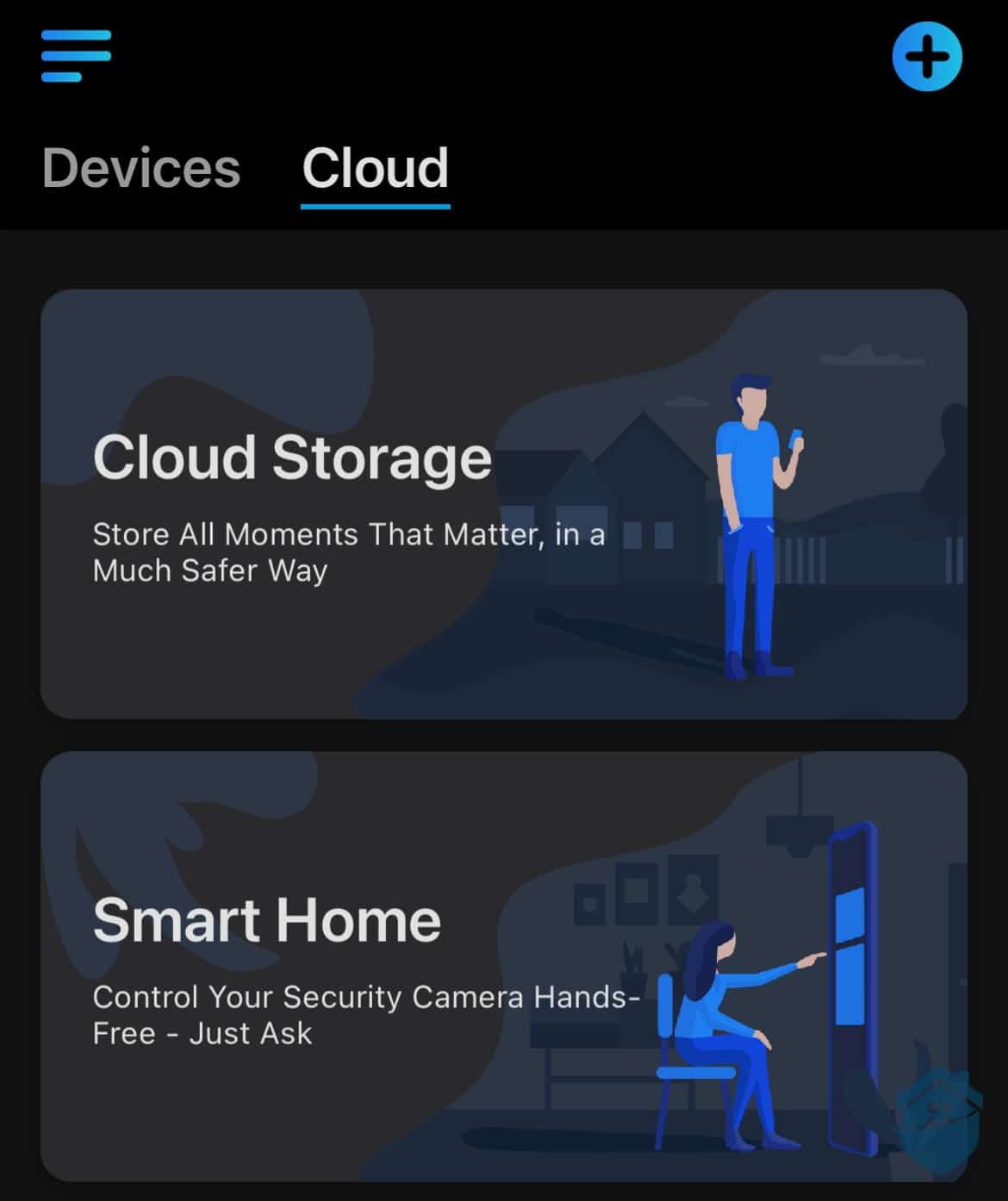 Reolink Argus 2E cloud storage and smart home tabs in app