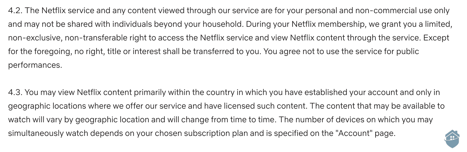 Netflix terms of service