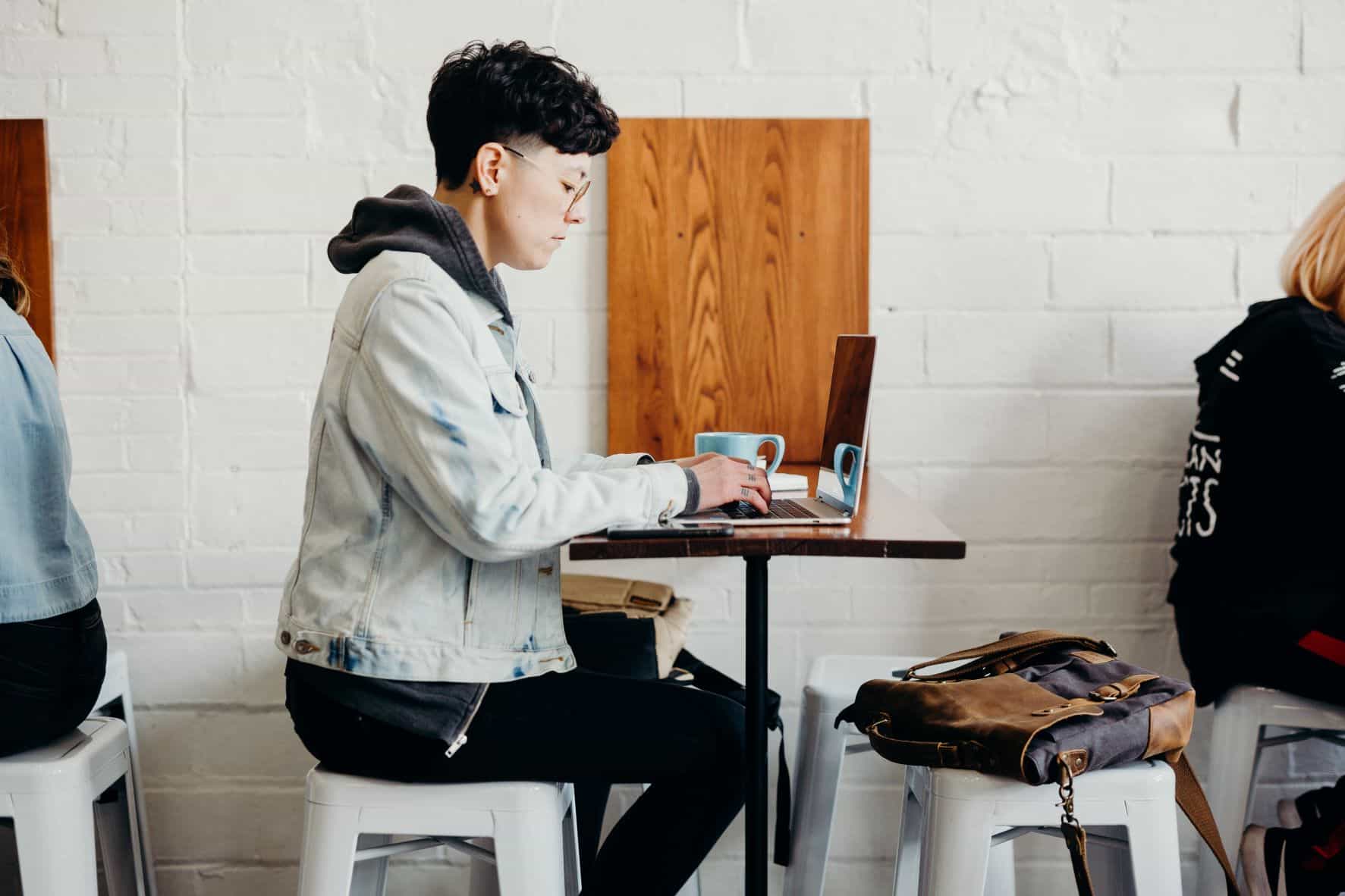 Student using laptop
