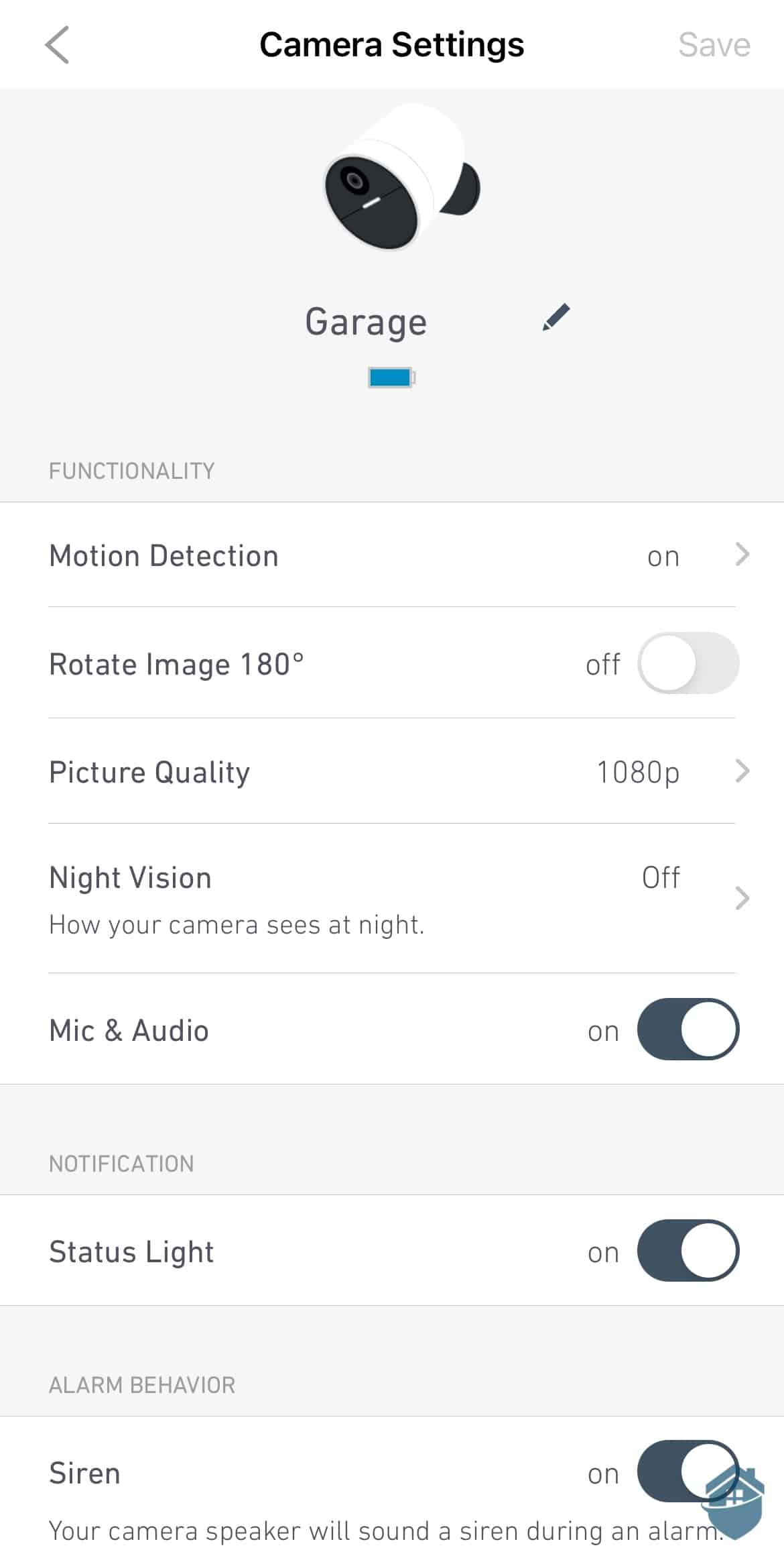 SimpliSafe Outdoor Camera Settings