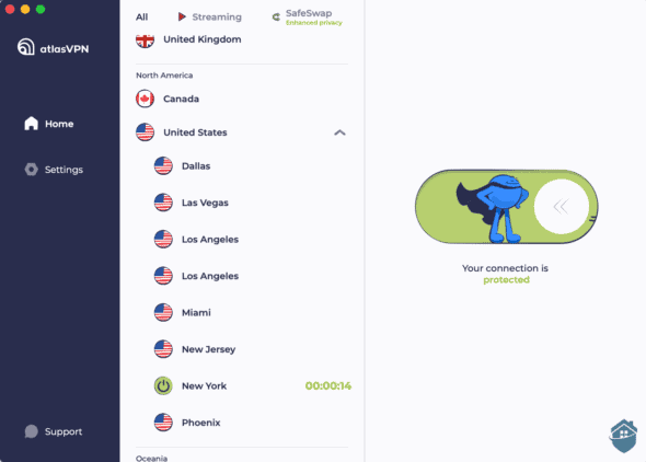 Atlas VPN's dashboard