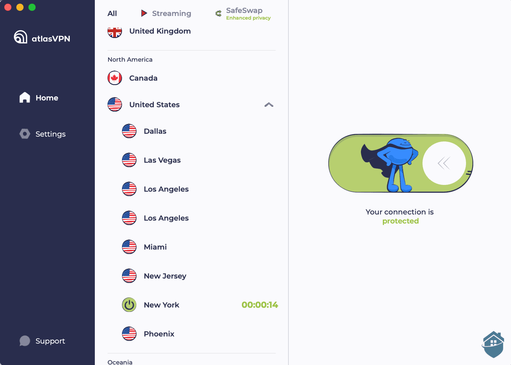 Atlas VPN's dashboard